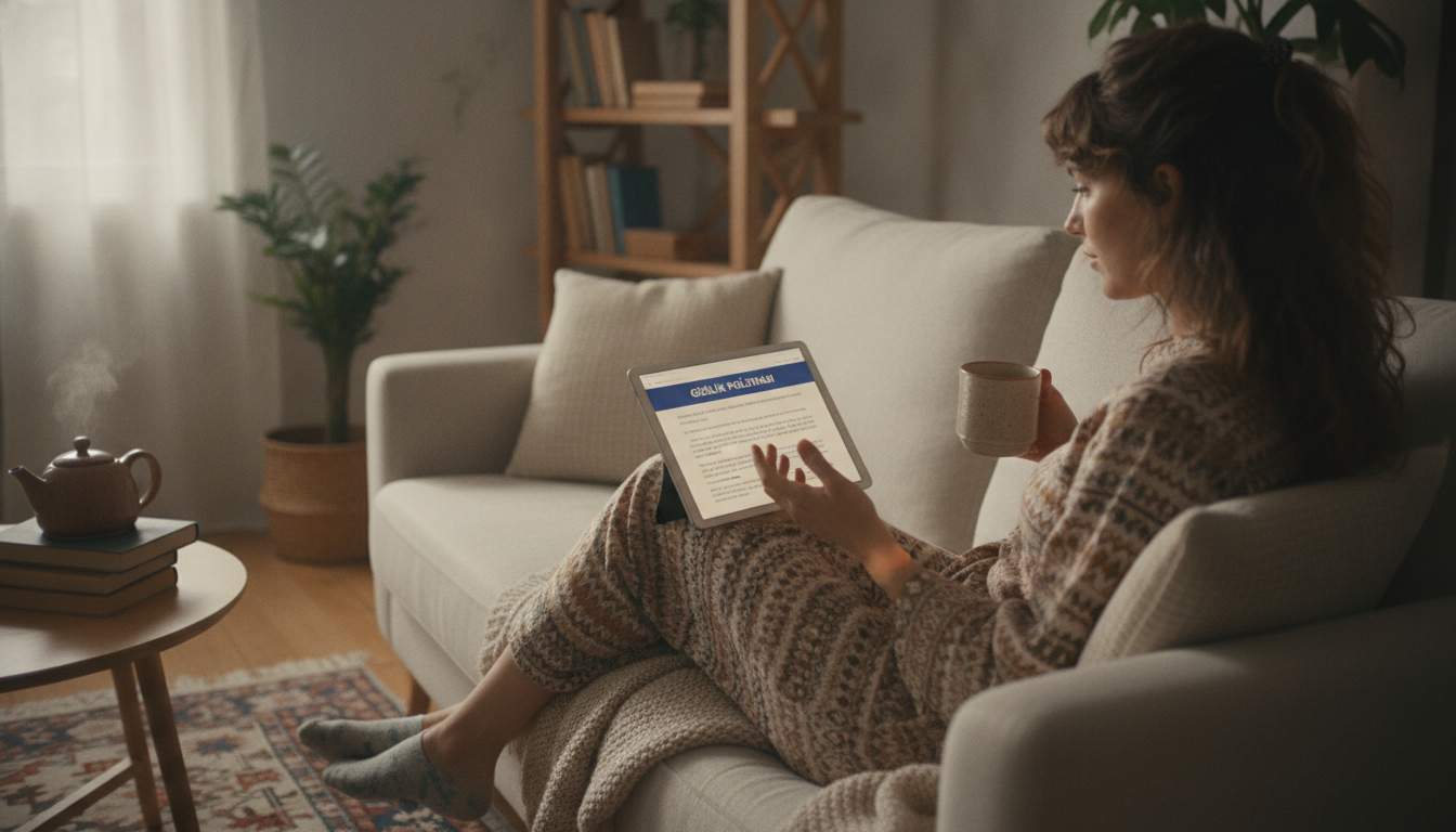 Polityka Prywatności Win2Chill Kobieta przeglądająca politykę prywatności